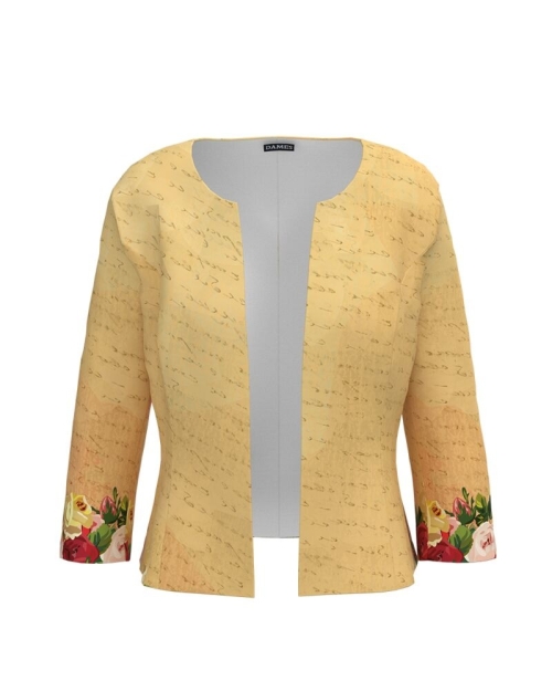 Sacou galben cambrat imprimat Floral CMD828