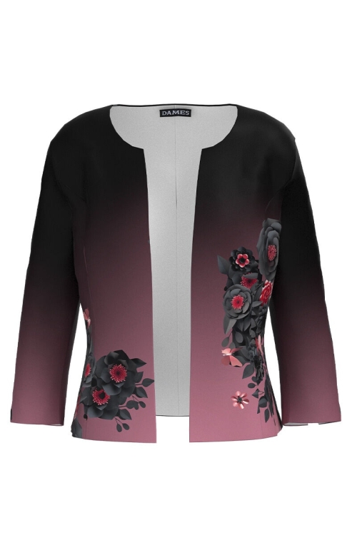 Sacou in degrade cambrat imprimat cu model floral CMD3715 - Img 2