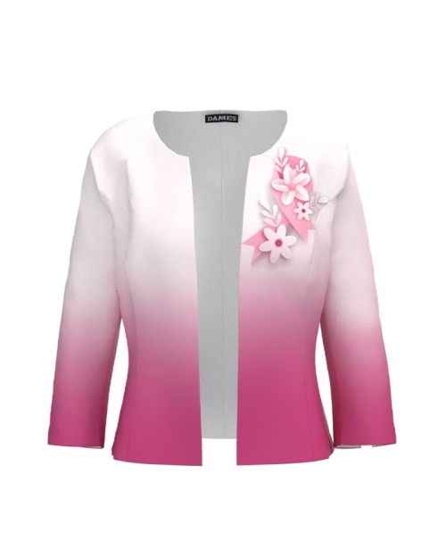 Sacou in nuante de roz cambrat imprimat cu model Simbol CMD4142