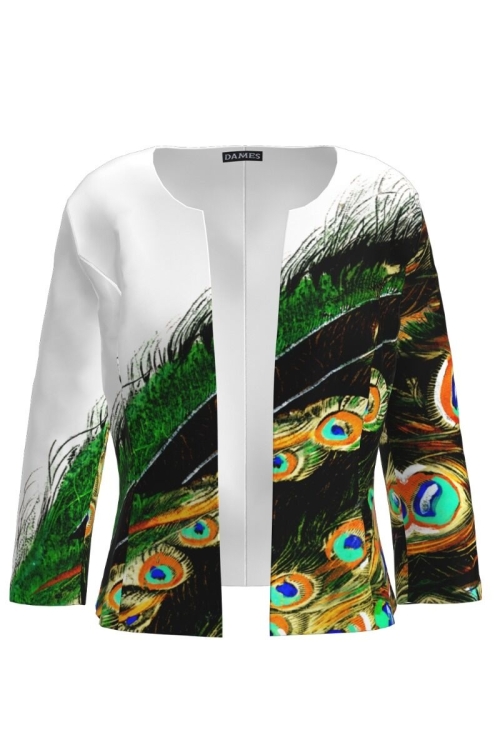 Sacou multicolor cambrat imprimat Paun CMD1214 - Img 2