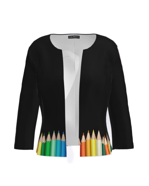 Sacou negru cambrat imprimat Creioane Colorate CMD4604 - Img 1