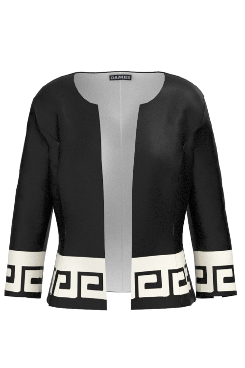 Sacou negru cambrat imprimat cu model Aztec