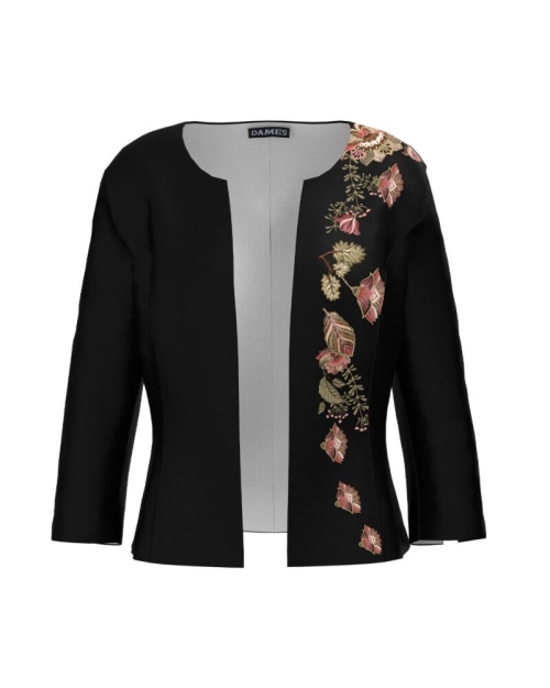 Sacou negru cambrat imprimat floral AW24