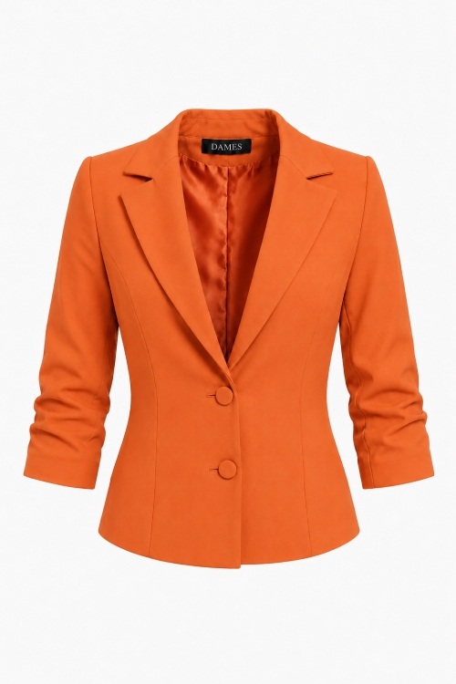 Sacou oranj elegant cu maneca incretita