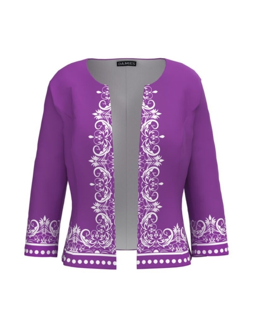Sacou purple cambrat imprimat cu model floral CMD2032