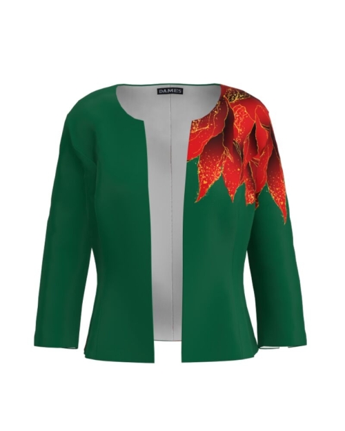 Sacou verde cambrat imprimat cu model floral CMD3616