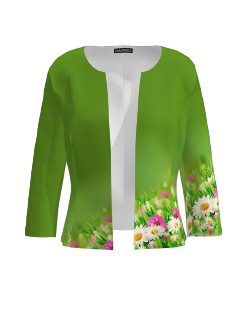 Sacou verde cambrat imprimat cu model floral CMD998