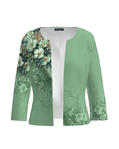 Sacou vernil cambrat imprimat cu model floral CMD3518