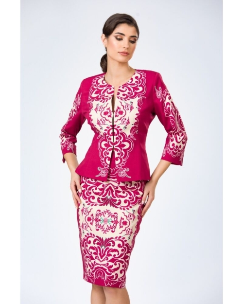 Sacou Viva Magenta cambrat imprimat cu model floral - Img 2