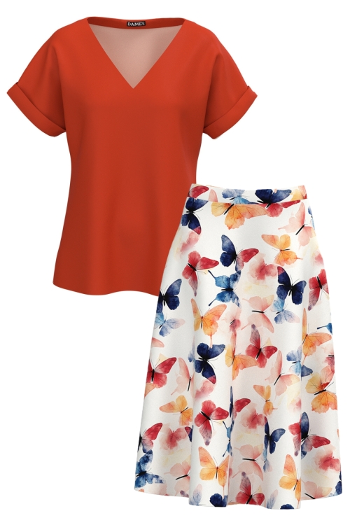 Set dama bluza maneca raglan si fusta clos