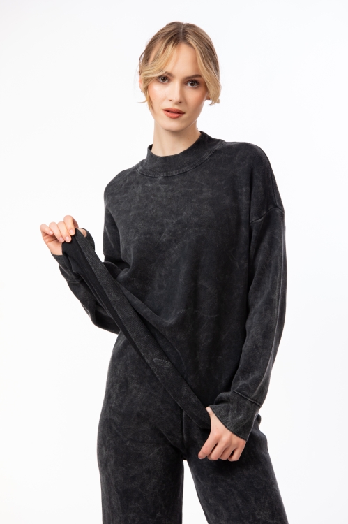Set dama negru cu pantaloni drepti si bluza lejera - Img 2