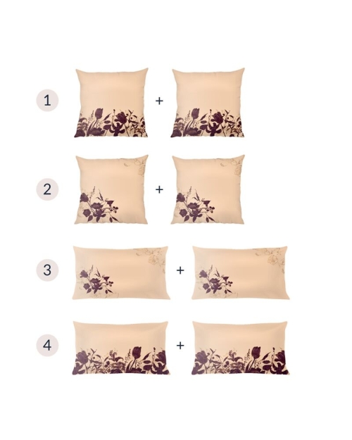 Set fete de perna decorative din catifea bej imprimate cu model floral bordo CMD1725 - Img 2