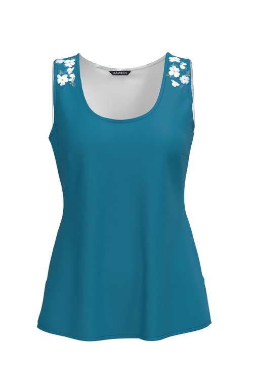 Top casual albastru marin imprimat floral SS25