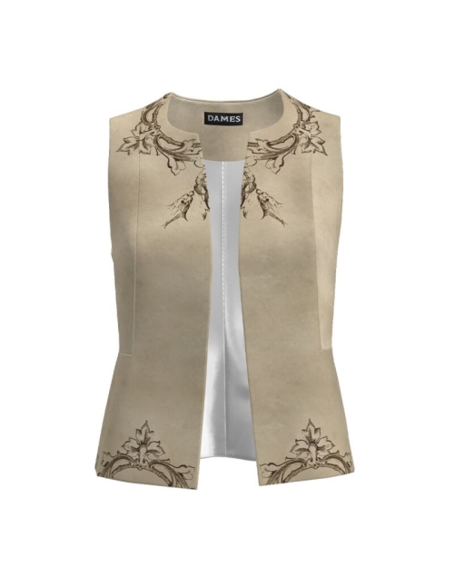 Vesta bej imprimata cu motive florale CMD1509