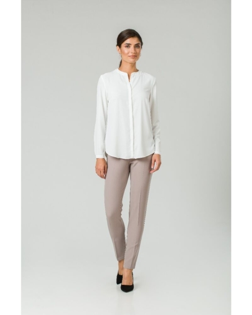 Bluza albă cu guler tunică CMD249 - Img 4