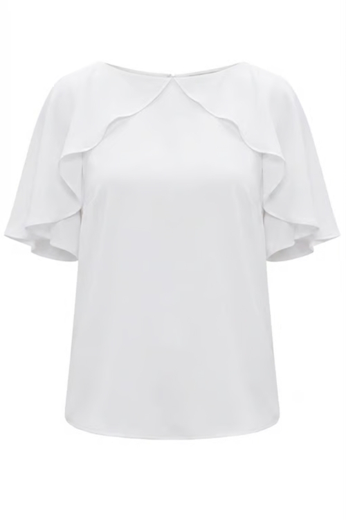 Bluza alba eleganta din vascoza cu maneci fluture
