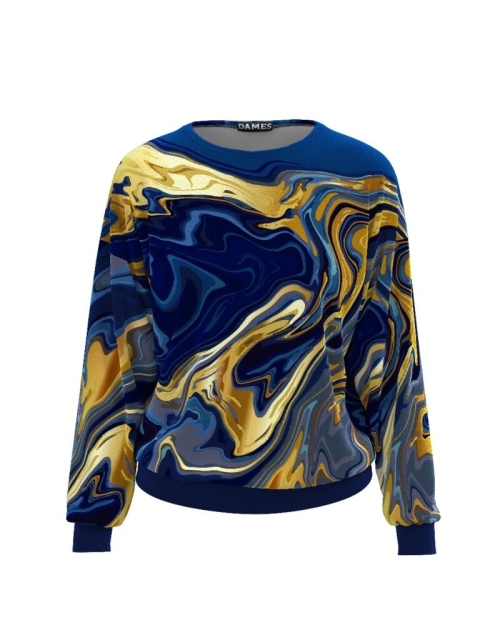 Bluza albastra tip hanorac din catifea CMD506 - Img 1