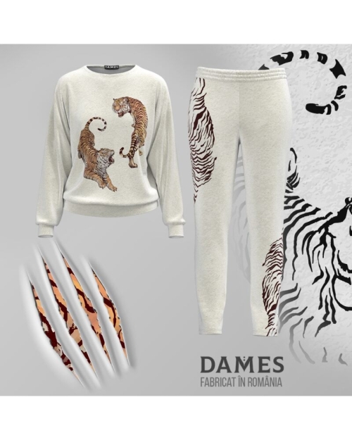Bluza animal print tip hanorac din catifea CMD1394 - Img 2