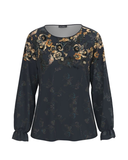 Bluza antracit imprimata cu model floral CMD2446