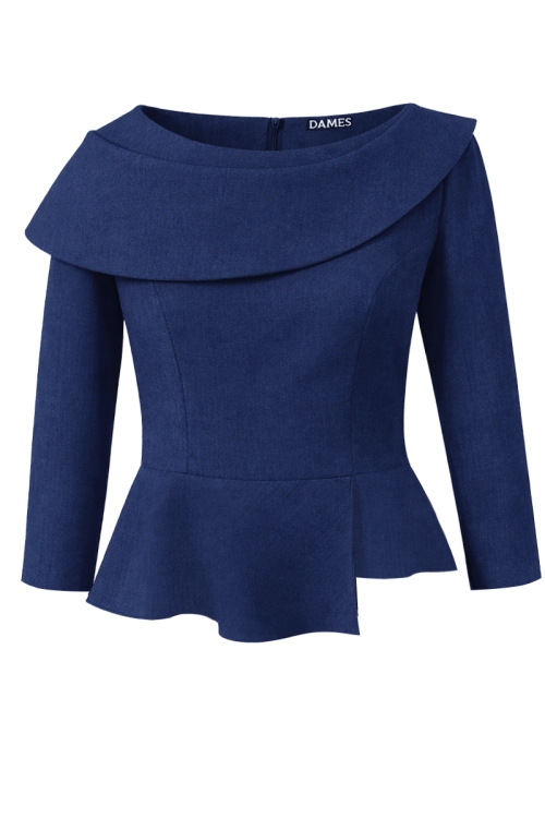 Bluza bleumarin asimetrica din stofa fina Valeria