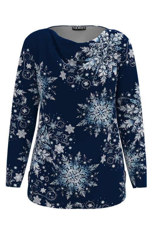 Bluza bleumarin din catifea cu imprimeu stelute AW24