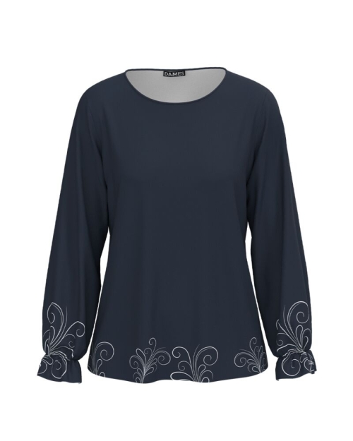 Bluza bleumarin imprimata cu model floral CMD3779