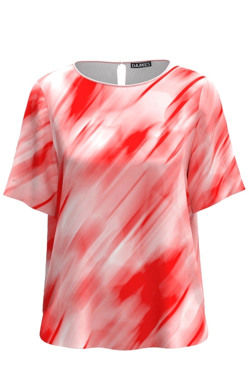 Bluza cu maneca scurta in nuante de corai CMD5087 - Img 2