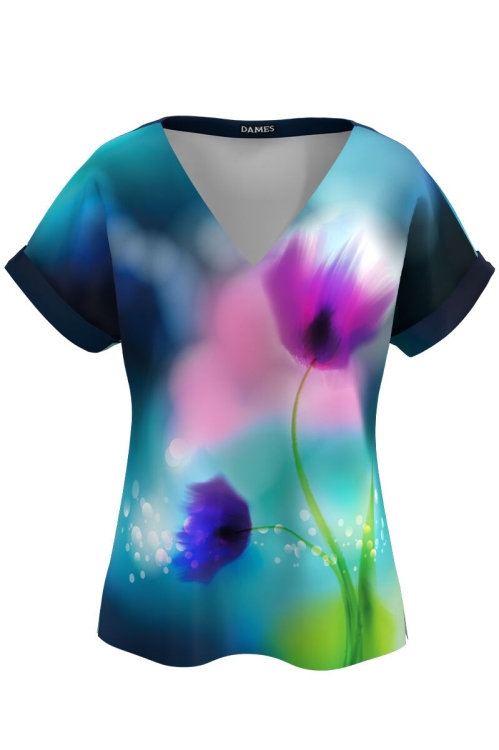 Bluza de vara cu maneca raglan imprimata Lalele CMD2698 - Img 2
