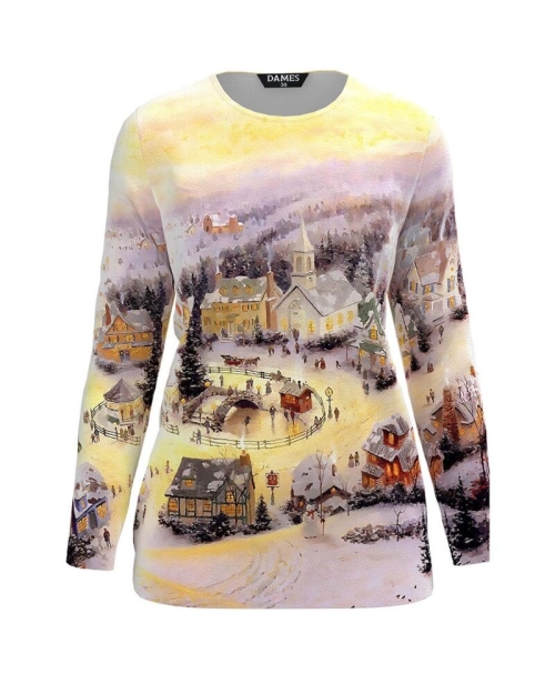 Bluza din catifea cu imprimeu de Craciun CMD346