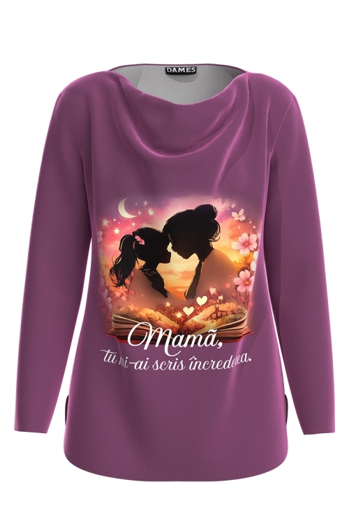 Bluza din catifea cu mesaj pentru Mama
