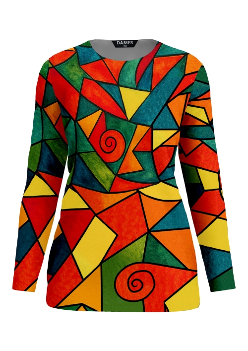 Bluza din catifea pufoasa multicolora cu maneca lunga Picassela