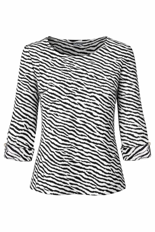 Bluza din voal alb negru cu maneca trei sferuri