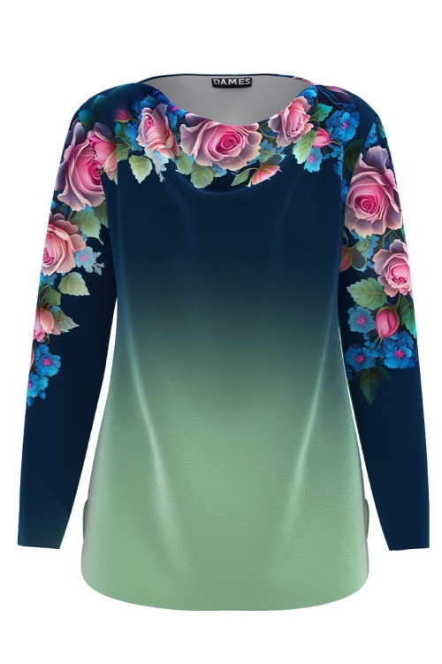 Bluza in degrade din catifea cu imprimeu floral CMD4202