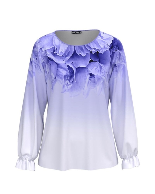 Bluza lila imprimata cu model floral CMD1734