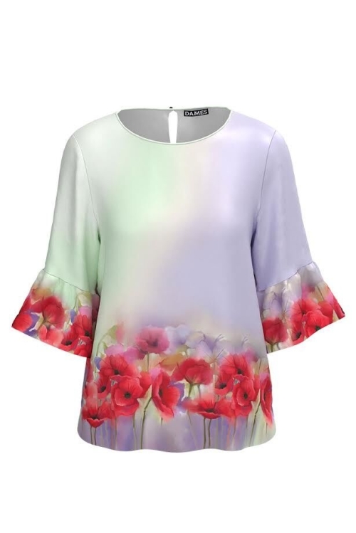 Bluza multicolora imprimata maci - Img 2