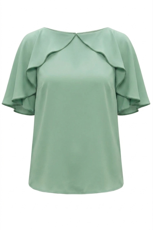 Bluza verde menta eleganta din vascoza cu maneci fluture