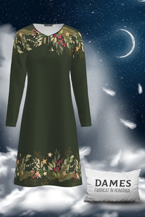 Camasa de noapte verde cu imprimeu floral CMD1918 - Img 2