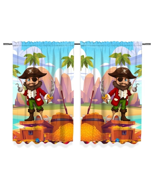 Draperie camera copii multicolora din satin imprimata cu model Pirati CMD2007 - Img 2