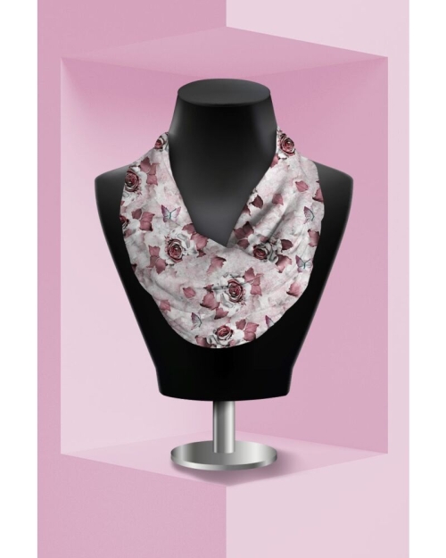 Esarfa circulara din catifea imprimata cu model floral CMD1548
