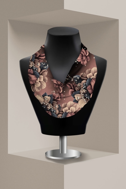 Esarfa circulara din catifea imprimata cu model Floral CMD3320 - Img 2