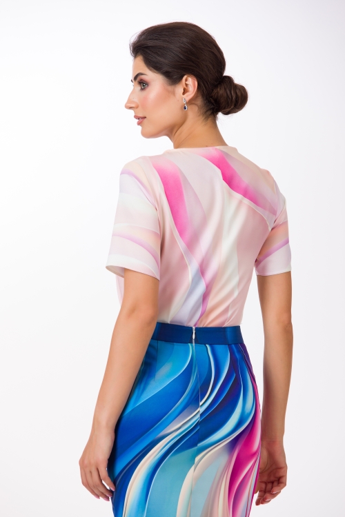 Fusta conica imprimata cu model multicolor SS24 - Img 4