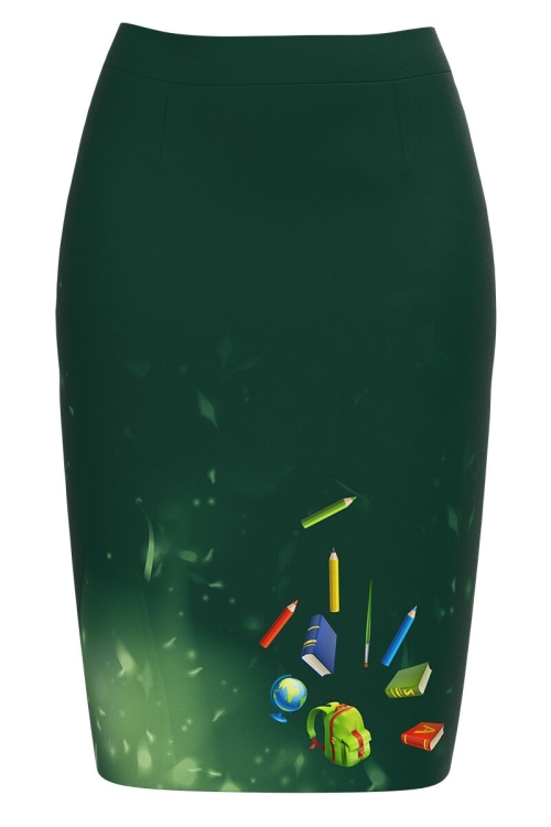 Fusta conica verde imprimata cu model Back to school CMD2999 - Img 2