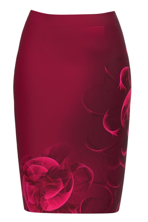 Fusta conica Viva Magenta imprimata cu model floral CMD3673 - Img 2