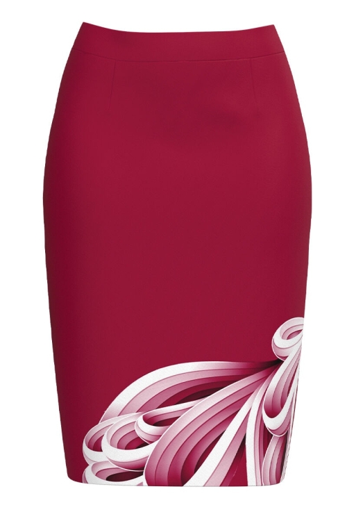 Fusta conica Viva Magenta imprimata cu model in contrast CMD4229 - Img 2