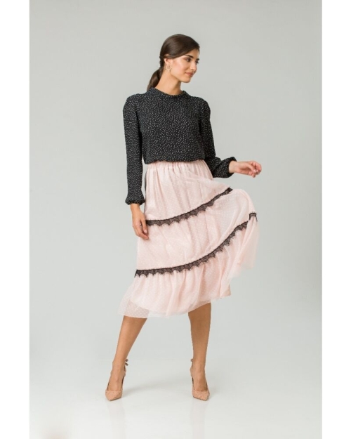 Fustă elegantă din tulle roz CMD253 - Img 4