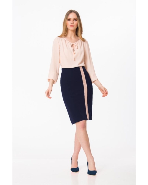 Fusta office bleumarin cu dunga decorativa CMD1538