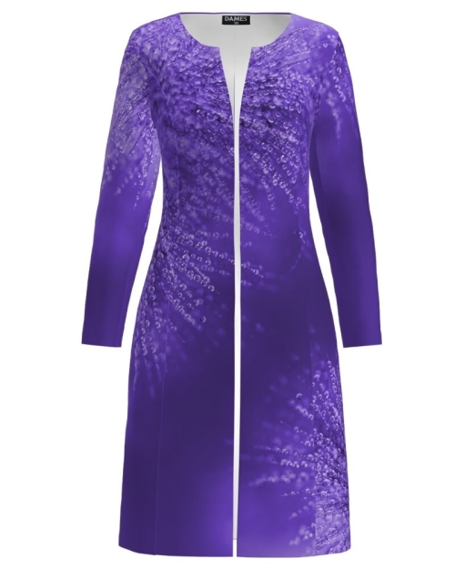 Jacheta de dama violet lunga imprimata picaturi de roua CMD1829