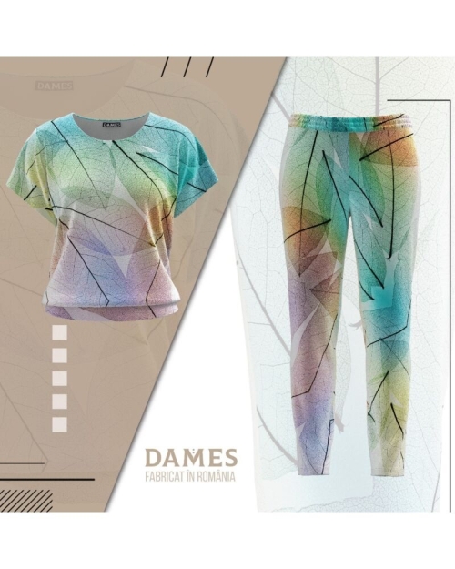 Pantaloni multicolori din catifea cu buzunare CMD691 - Img 2