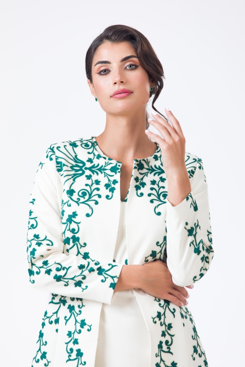 Pardesiu ivory subtire imprimat floral - Img 2
