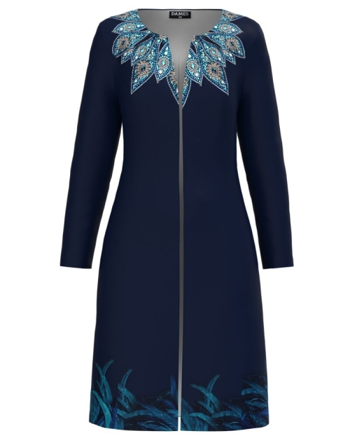 Pardesiu subtire bleumarin imprimat cu model floral CMD4039